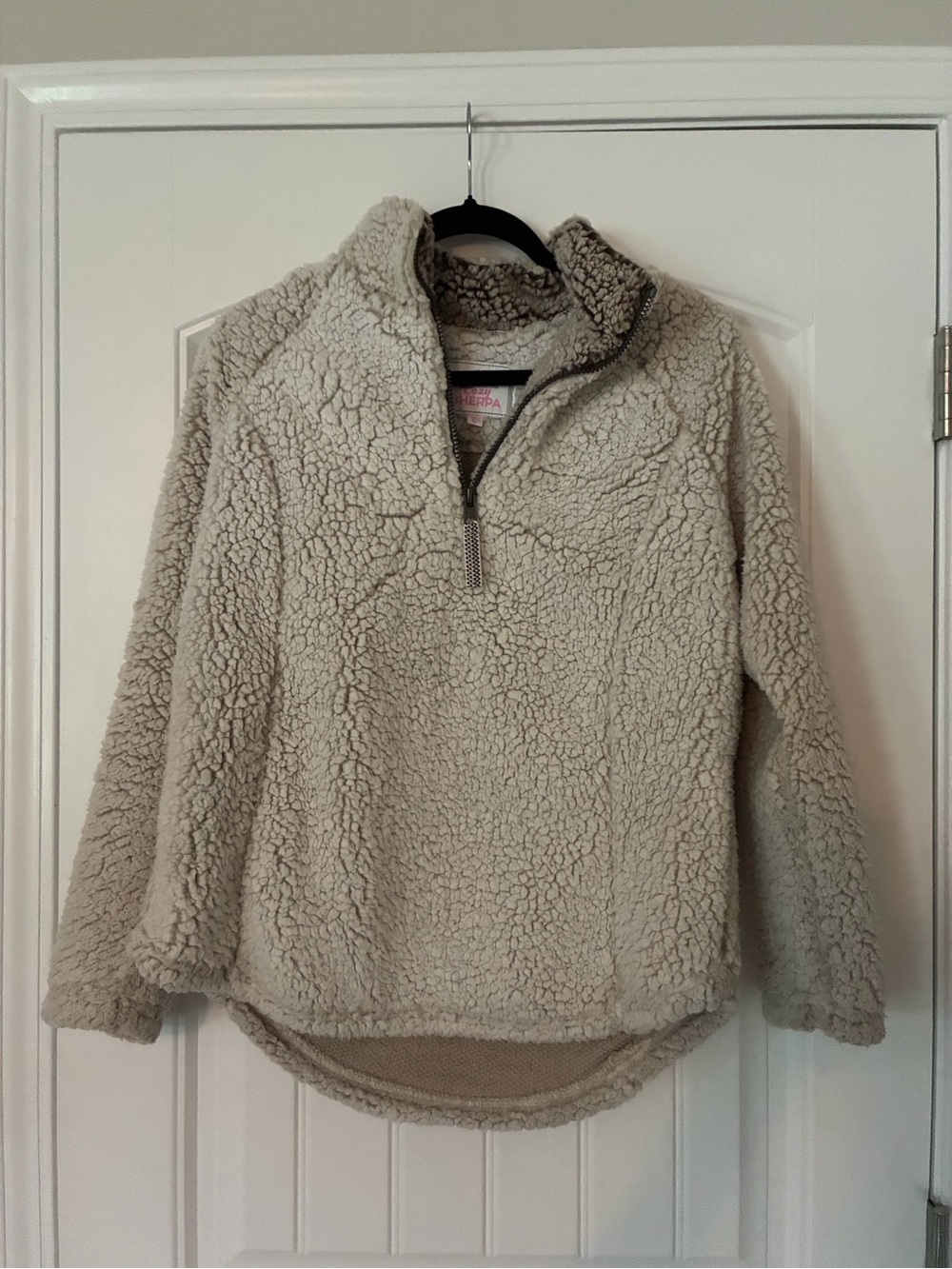 Cozy Quarter-Zip Sherpa Pullover Sweater - Cream